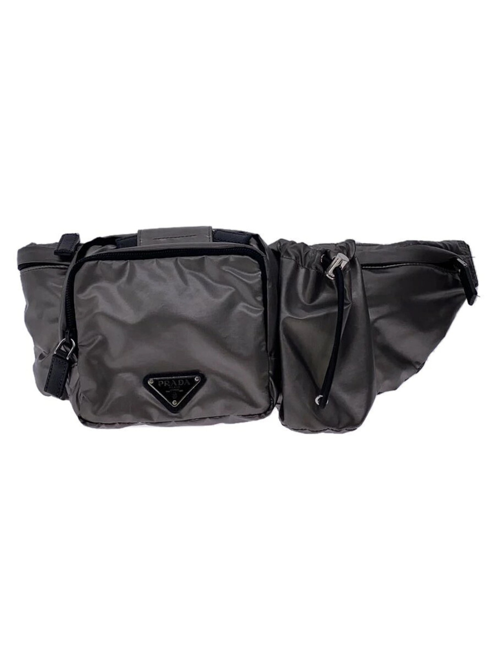 Prada Metal Triple Pocket Belt Bag Waist Silver